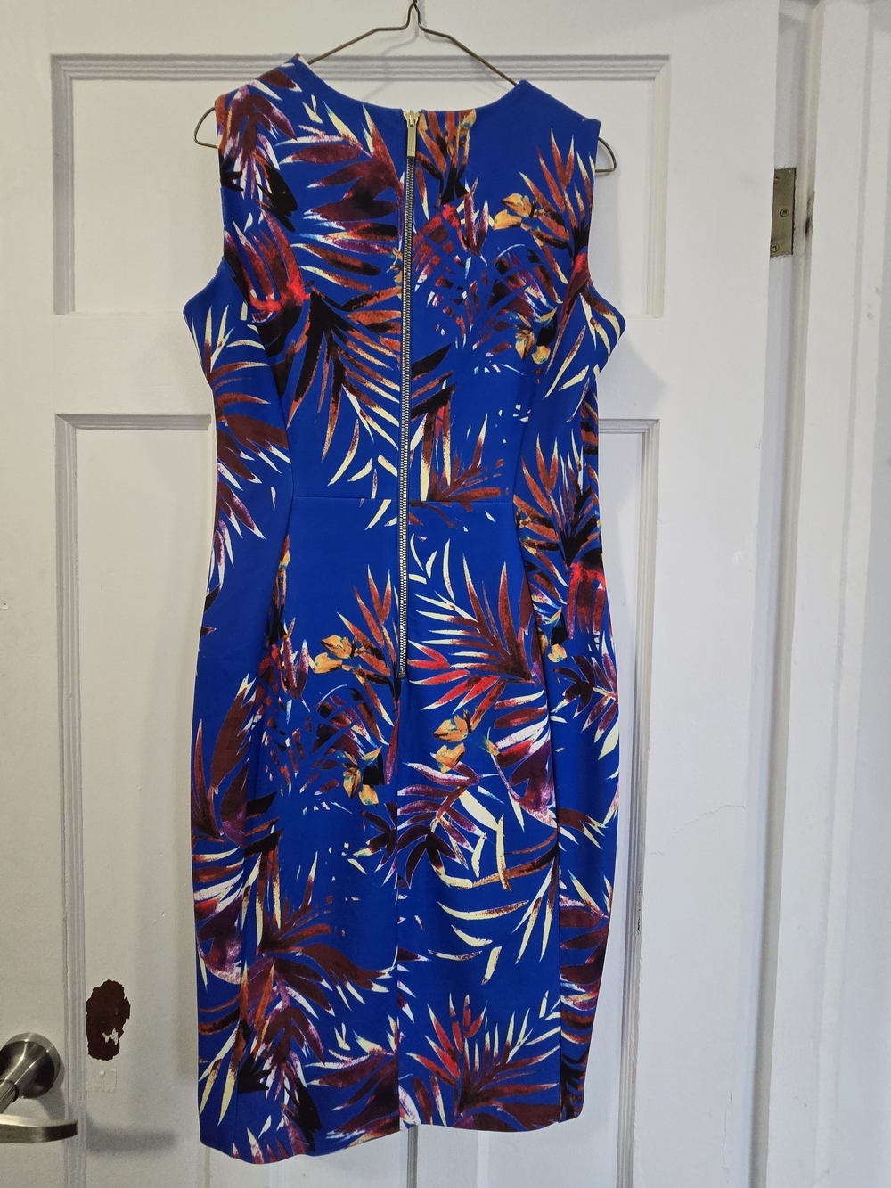 Calvin Klein Cobalt Blue Tropical Print Dress - Picture 2 of 6